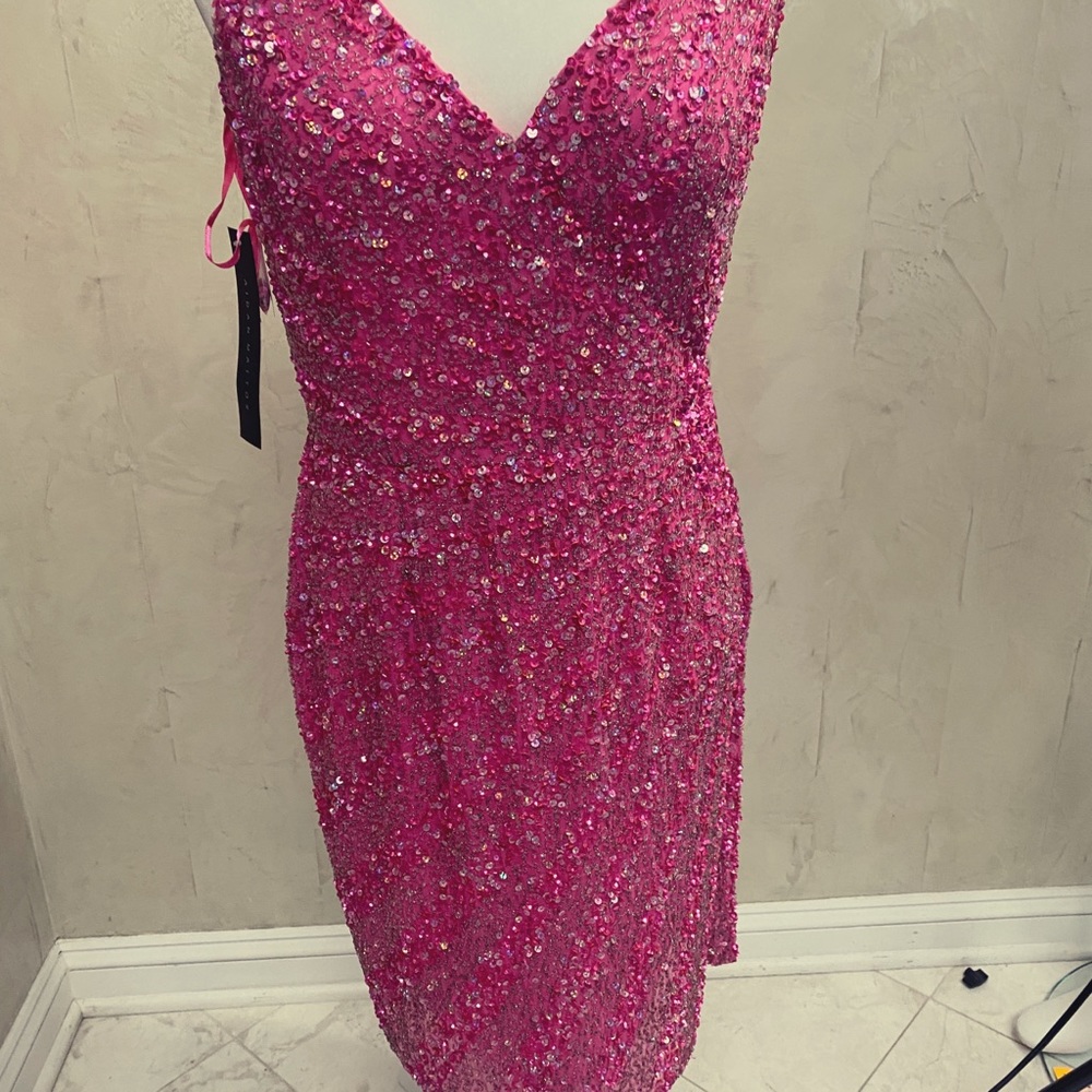 NWT Sequin Fuchsia Aiden Mattox Cocktail Dress